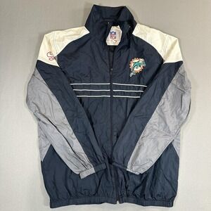 Miami Dolphins Jacket Mens Large Blue NFL Football‎ NFL Windbreaker Zip